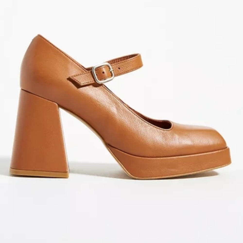 New Angel Alarcon x Anthropologie Zakia Mary Jane 10 Brown Leather Platform Shoe